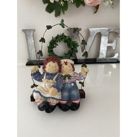 Kurt Adler Raggedy Ann & Andy Christmas Swing Ornament Vtg 2002 Simon Schuster - Picture 2 of 16